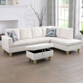66.5" White Microfiber 3-Piece Living Room Sofa Set