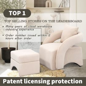 House hold Accent Chair with Ottoman, Mid Century Modern Barrel Chair Upholstered Club Tub Round Arms Chair for Living Room