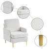 Teddy Velvet Gold Feet Indoor Leisure Chair Off-White