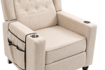 Arm Pushing Recliner Chair, Modern Button Tufted Wingback Push Back Recliner Chair, Living Room Chair Fabric Pushback Manual Single Reclining Sofa Hom