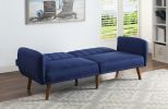 ACME Bernstein Adjustable Sofa, Blue Linen & Walnut Finish 57190