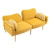 COOLMORE Couches for Living Room 65 inch, Mid Century Modern Velvet Love Seats Sofa with 2 Bolster Pillows, Loveseat Armrest for Bedroom, Apartment, H