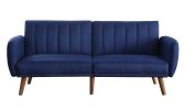 ACME Bernstein Adjustable Sofa, Blue Linen & Walnut Finish 57190