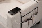 Arm Pushing Recliner Chair, Modern Button Tufted Wingback Push Back Recliner Chair, Living Room Chair Fabric Pushback Manual Single Reclining Sofa Hom