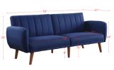 ACME Bernstein Adjustable Sofa, Blue Linen & Walnut Finish 57190