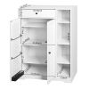 Freestanding Shoe Rack Organizer with 2 Shutter Door, Entryway Narrow Shoe Storage with Adjustable Storage Shelf &Top Drawer, Modern Slim Shoe Cabinet