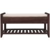 TREXM Shoe Rack with Cushioned Seat and Drawers, Multipurpose Entryway Storage Bench (Espresso)