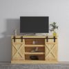 Farmhouse Sliding Barn Door TV Stand for TV up to 65 Inch Flat Screen Media Console Table Storage Cabinet Wood Entertainment Center Sturdy Ranch Rusti