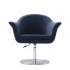 Manhattan Comfort Voyager Smokey Blue and Brushed Metal Woven Swivel Adjustable Accent Chair