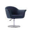 Manhattan Comfort Voyager Smokey Blue and Brushed Metal Woven Swivel Adjustable Accent Chair