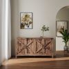 Cabinet with 4 Doors and 4 open shelgves; Freestanding Sideboard Storage Cabinet Entryway Floor Cabinet for Living Room Office Bedroom