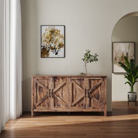 Cabinet with 4 Doors and 4 open shelgves; Freestanding Sideboard Storage Cabinet Entryway Floor Cabinet for Living Room Office Bedroom