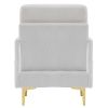 Teddy Velvet Gold Feet Indoor Leisure Chair Off-White