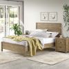 Yes4wood Albany Solid Wood Walnut Bed, Modern Rustic Wooden Full Size Bed Frames Box Spring Needed