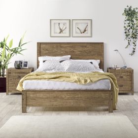 Yes4wood Albany Solid Wood Walnut Bed, Modern Rustic Wooden Full Size Bed Frames Box Spring Needed