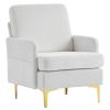 Teddy Velvet Gold Feet Indoor Leisure Chair Off-White