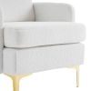 Teddy Velvet Gold Feet Indoor Leisure Chair Off-White