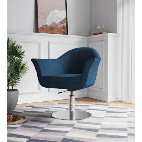 Manhattan Comfort Voyager Smokey Blue and Brushed Metal Woven Swivel Adjustable Accent Chair