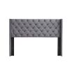 Upholstered Bed with Wings Design - Strong Wood Slat Support - Easy Assembly - Dark Gray Velvet;  Queen;  platform bed