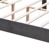 Upholstered Bed with Wings Design - Strong Wood Slat Support - Easy Assembly - Dark Gray Velvet;  Queen;  platform bed