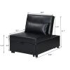 Folding Ottoman Sofa Bed BLACK