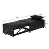 Folding Ottoman Sofa Bed BLACK