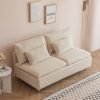 Modern Armless Loveseat Couch;  Armless Settee Bench;  Beige Cotton Linen-59.8''