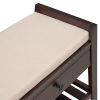 TREXM Shoe Rack with Cushioned Seat and Drawers, Multipurpose Entryway Storage Bench (Espresso)