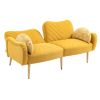 COOLMORE Couches for Living Room 65 inch, Mid Century Modern Velvet Love Seats Sofa with 2 Bolster Pillows, Loveseat Armrest for Bedroom, Apartment, H