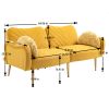 COOLMORE Couches for Living Room 65 inch, Mid Century Modern Velvet Love Seats Sofa with 2 Bolster Pillows, Loveseat Armrest for Bedroom, Apartment, H