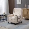 Arm Pushing Recliner Chair, Modern Button Tufted Wingback Push Back Recliner Chair, Living Room Chair Fabric Pushback Manual Single Reclining Sofa Hom