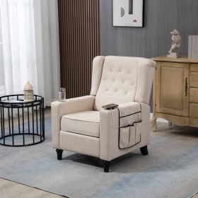 Arm Pushing Recliner Chair, Modern Button Tufted Wingback Push Back Recliner Chair, Living Room Chair Fabric Pushback Manual Single Reclining Sofa Hom