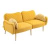 COOLMORE Couches for Living Room 65 inch, Mid Century Modern Velvet Love Seats Sofa with 2 Bolster Pillows, Loveseat Armrest for Bedroom, Apartment, H