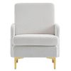 Teddy Velvet Gold Feet Indoor Leisure Chair Off-White