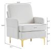 Teddy Velvet Gold Feet Indoor Leisure Chair Off-White