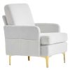Teddy Velvet Gold Feet Indoor Leisure Chair Off-White