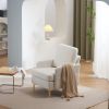 Teddy Velvet Gold Feet Indoor Leisure Chair Off-White