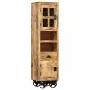 Highboard with Wheel 15"x11.8"x56.3" Solid Rough Mango Wood