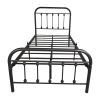 Metal Platform Bed Frame with Headboard No Box Spring Needed Twin BLACK