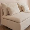 Modern Armless Loveseat Couch;  Armless Settee Bench;  Beige Cotton Linen-59.8''