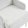 Teddy Velvet Gold Feet Indoor Leisure Chair Off-White