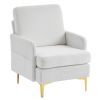 Teddy Velvet Gold Feet Indoor Leisure Chair Off-White