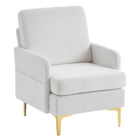 Teddy Velvet Gold Feet Indoor Leisure Chair Off-White