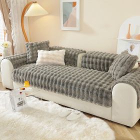 Warm Sofa Bubble Plush Pillowcase Pillow (Option: Dark Grey-45x45cm pillow)