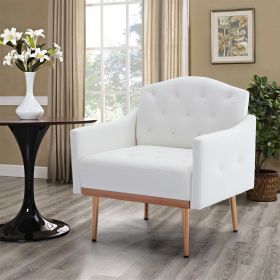 Accent Chair ,leisure single sofa with Rose Golden feet (Color: White PU)