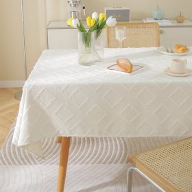 Nordic Simple Cotton Linen Rectangular Tablecloth (Option: Small Diamond White-135x135cm)
